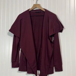 AllSaints Delia Sweat Cardigan Jacket Small Burgundy Waterfall Open Front Draped
